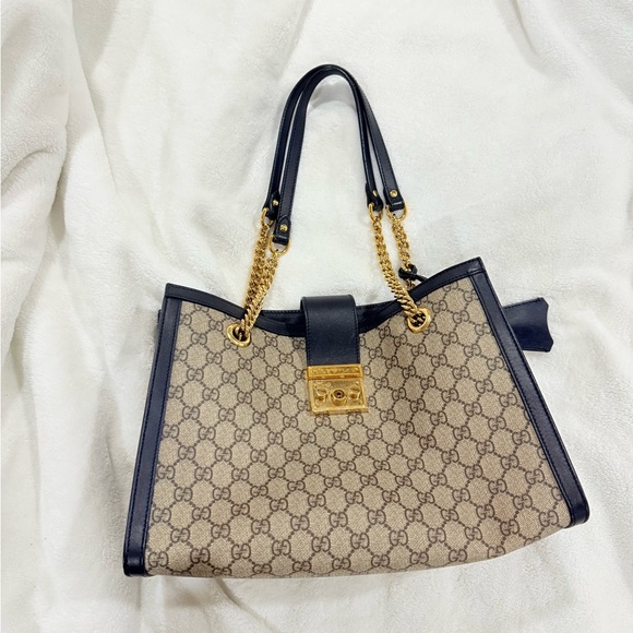 Gucci Handbags - Elegant Designer Beige and Black Tote Bag